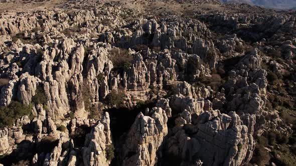 Unusual rock formation in nature reserve in the Sierra del Torcal mountain alt