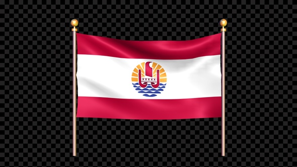Flag Of French Polynesia  Waving In Double Pole Looped alt