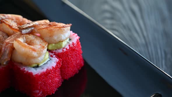Japanese Food Sushi Rolls with Shrimp