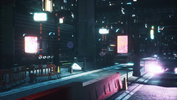 View Of The Night Cyberpunk City