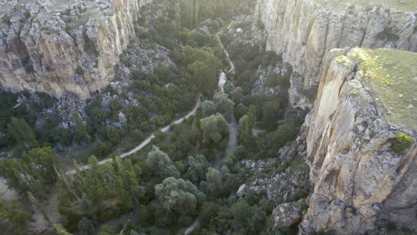 Ihlara Valley Canyon View From Air During Sunrise