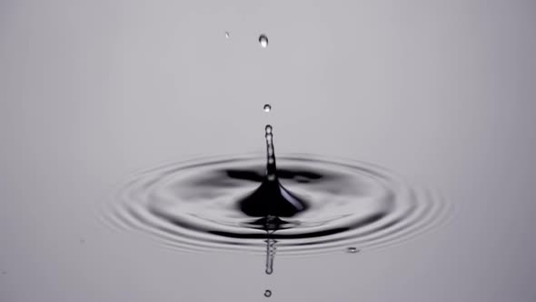 Drop of water falling and splashing in slow motion alt