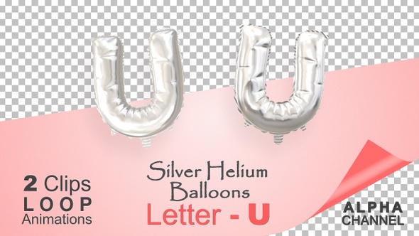 Silver Helium Balloons With Letter – U