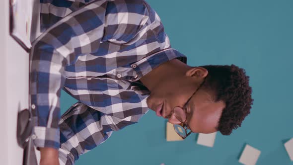 Vertical Video Curious Person Listening to Private Conversation Using Laptop alt