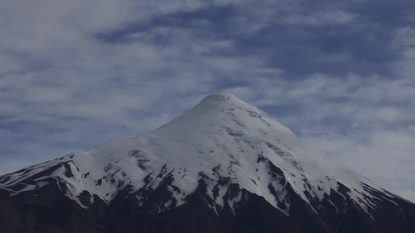 View of the snow-capped peak of Osorno volcano in Chile alt