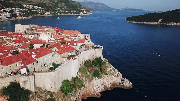 Aerial View of Dubrovnik City Walls from the Fort Bokar side