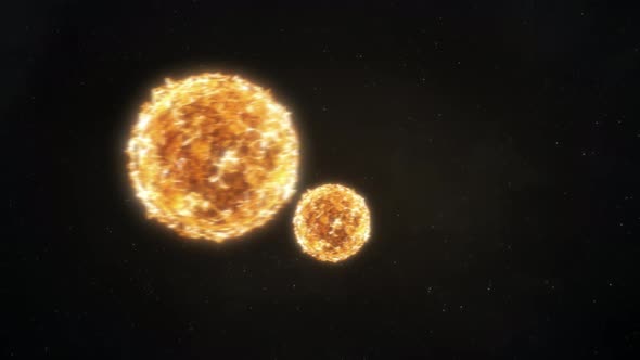 Binary Stars Orbiting - Orange