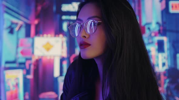 Asian Woman in the City at Night alt