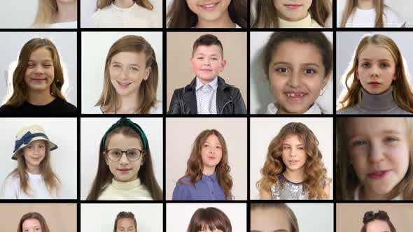 Video collage of 99 people, a variety of images in the form of a large video alt