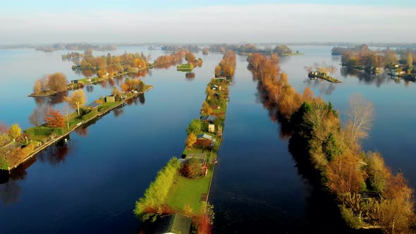 Aerial View of Small Islands in the Lake Vinkeveense Plassen Near Vinkeveen Holland alt