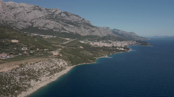 Coast of Croatia Makarska Riviera Aerial View of the City of Makarska 2021