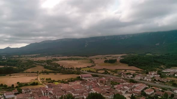 Aerial View Of A Small Town In Navarra Spain