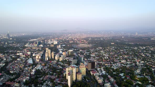 Topshot of south mexico city and unam during higly polluted day alt