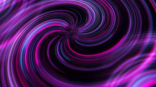 neon lines moving in a spiral, bright pink night techno life animation 4k background