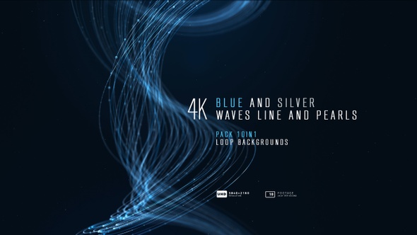 Blue And Silver Waves Line And Pearls Pack 10in1 4 K Loop Backgrounds 