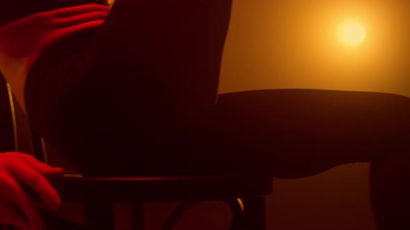 Slim Woman Legs Making Sexual Movements on Nightclub Spotlights Close Up alt