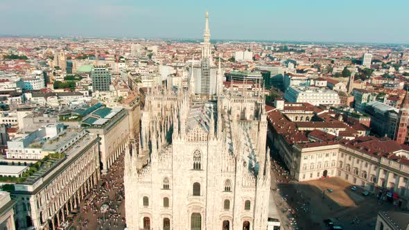 Establishing Aerial Milan Cityscape