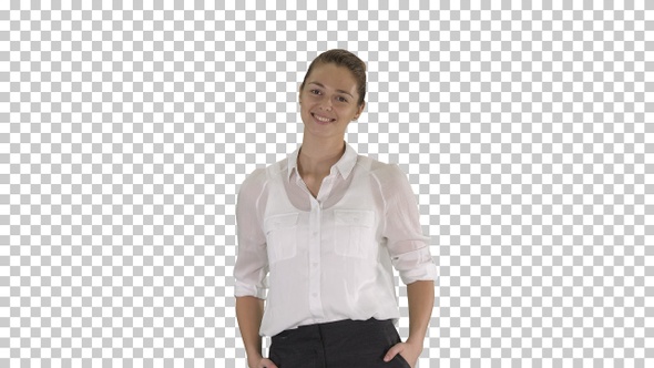 Looking Great Marvelous Optimistic Business Woman Smiling Alpha alt