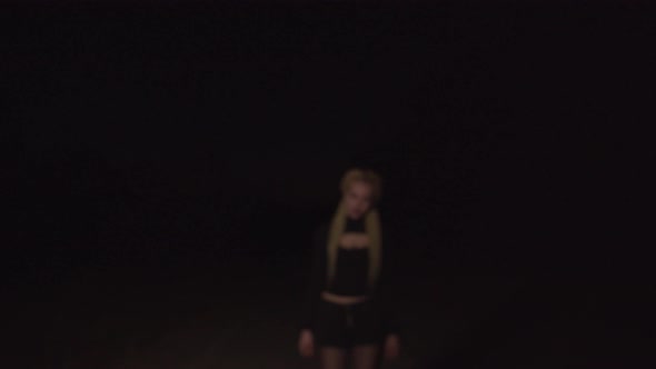 Bloodthirsty Woman Vampire Frightening at Night alt