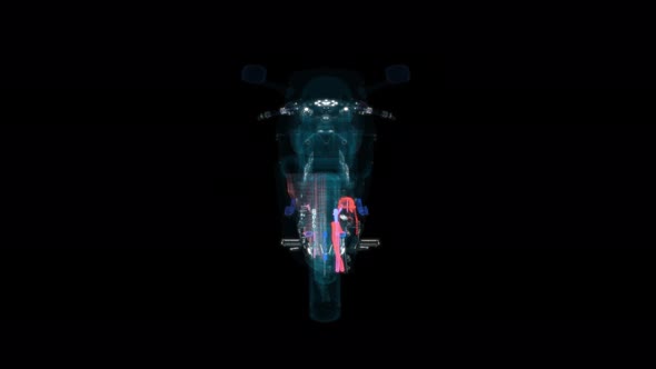 Abstract Motorcycle Consisting of Glow Points and Lines