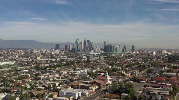 Downtown LA A Aerial Pan To West alt