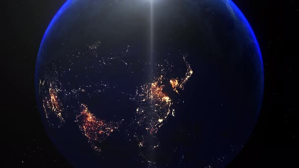 Realistic Earth Night Zoom Out Clouds China Beijing alt