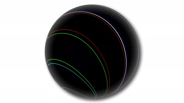 Stripy line sphere isolate on white background. Animated sphere. A 01