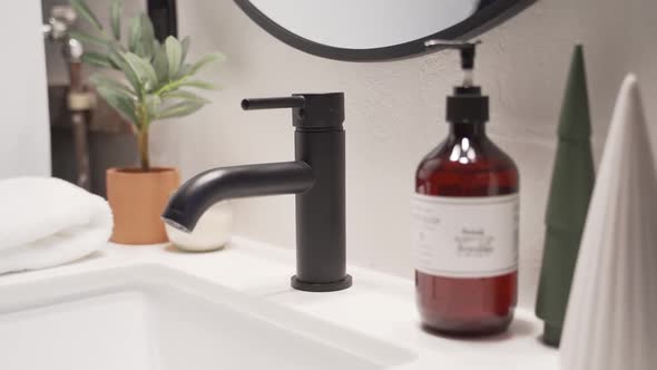 Modern looking black bathroom fosset alt