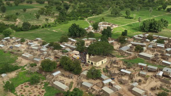 Africa Mali Village People And Forest Aerial View