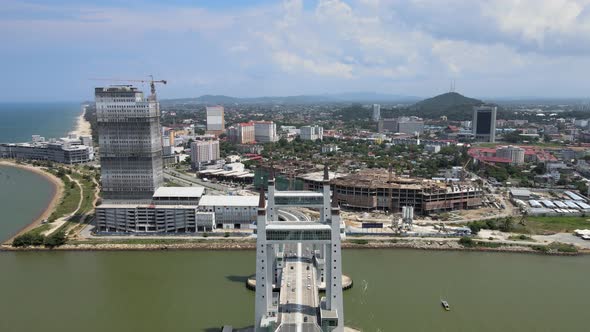 Aerial view Drawbridge and City in Kuala Terengganu