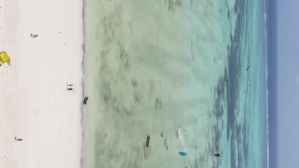 Vertical Video of the Coast of Zanzibar Island Tanzania Slow Motion alt