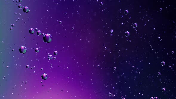 Small Bubble of Water and Oil,Purple Green Blue Color Abstract Background, Macro Abstract alt