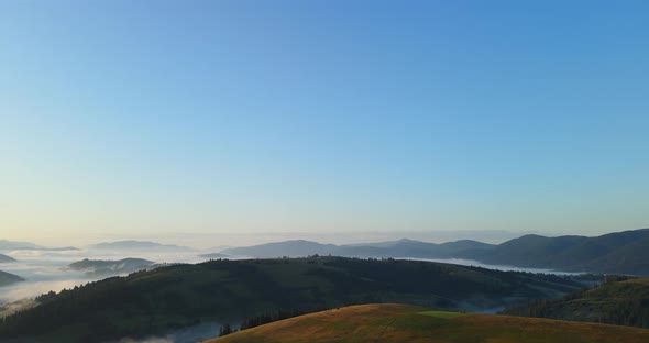 Thick Fog In The Carpathian Mountains