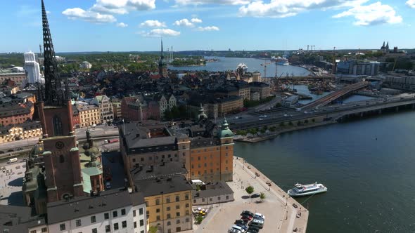 Aerial View of the Stockholm Old Town  Gamla Stan Cityscape Near the City Hall Top alt