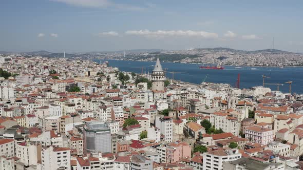 Istanbul Bosphorus And Galata Tower Aerial View