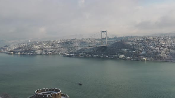 Aerial view of Istanbul in wintertime, Istanbul, Turkey. alt
