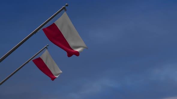 Poland Flags In The Blue Sky - 2K