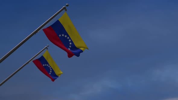 Venezuela Flags In The Blue Sky - 4K