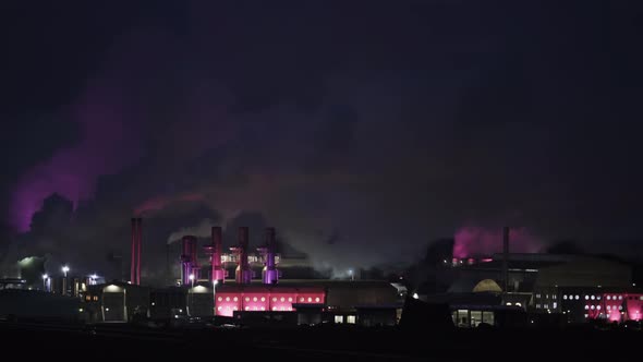 Pink Geothermal Power Plants Working Overnight Long Shot
