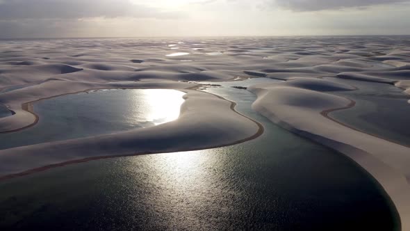Sand dunes and rain water lagoons at northeast brazilian paradise alt
