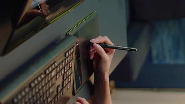 Vertical Video Close Up of Photo Editing Equipment at Photography Studio alt