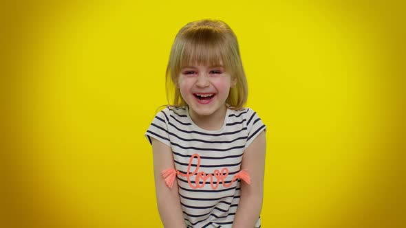 Blonde Teen Kid Child Girl Laughing Out Loud After Hearing Ridiculous Anecdote Funny Joke Positive alt