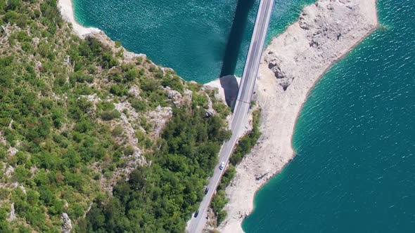 Aerial Drone Fly Over Canyon of Piva River Pluzine Montenegro alt