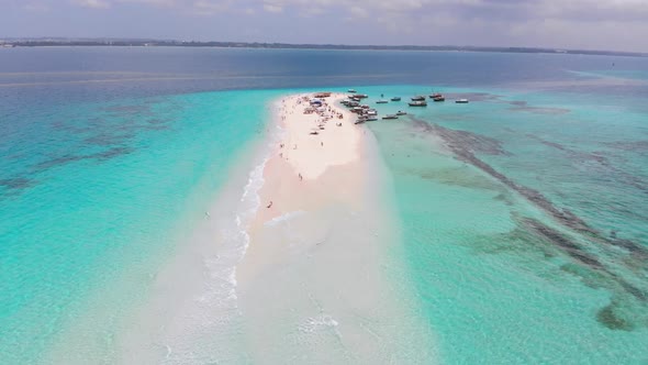 Aerial View of the Paradise Disappearing Island of Nakupenda in Zanzibar Africa alt