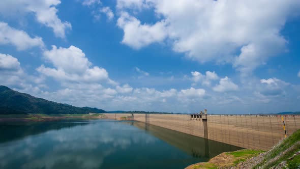 4k Time-lapse of Khun Dan Prakan Chon Dam at Nakhon Nayok province in Thailand