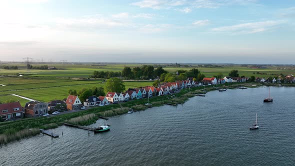 Durgerdam Local Dyke Village with Old Traditional Wooden Houses in the North of Amsterdam alt