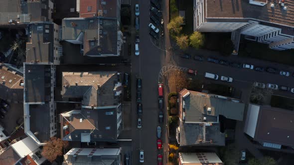 Aerial Birds Eye Overhead Top Down View of Calm Morning in Streets of Bornheim Neighbourhood alt