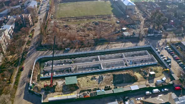 High Rise Building Construction Site, Aerial View