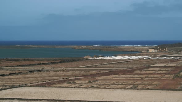 Salinas de Janubio salt flats and piles. Lanzarote landscapes, Canary Islands alt