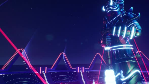 Camera fly around Thai Giant statue in Metaverse concert arena alt